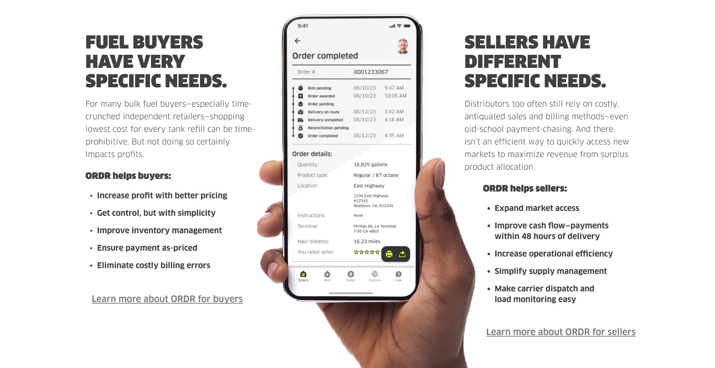 Fuel buyers and sellers have specific needs — how ORDR helps each